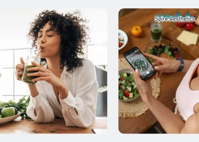 Image of woman looking into her diet and fat freezing Newport to improve her health