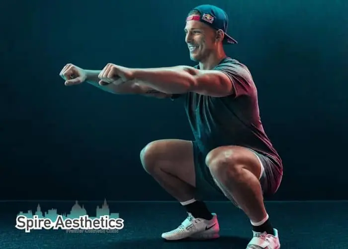 Image of man build leg muscle Newport through exercise
